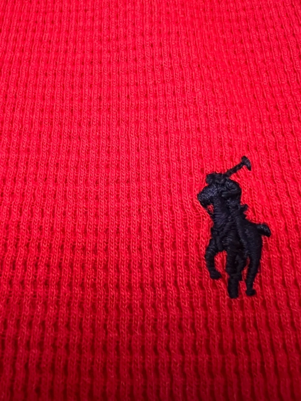 Polo Ralph Lauren Men's Red  Waffle Knit Thermal Long Sleeve Sleep Shirt Size XL